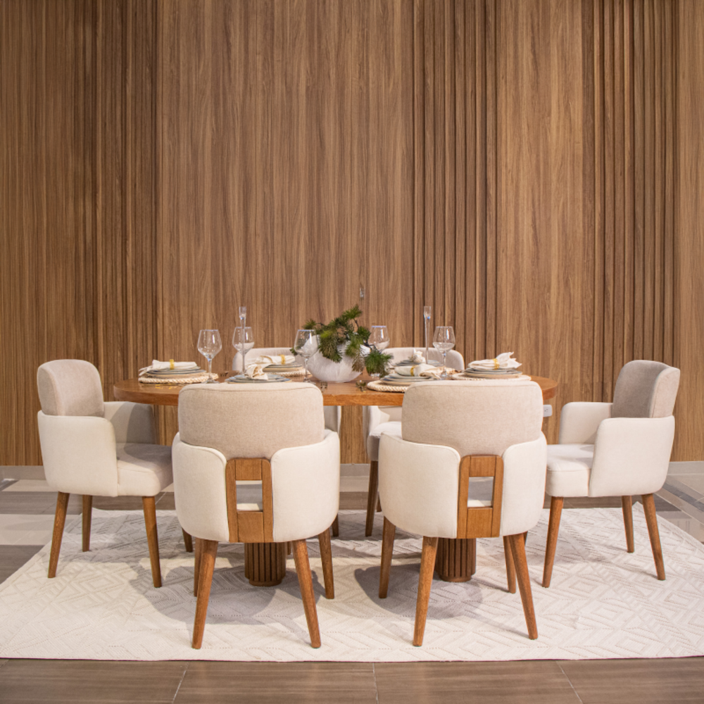 COMEDOR 6 PTOS SIERRA NATURAL MAJESTIC CREMA/ALMENDRA