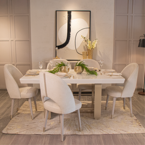 COMEDOR 6 PTOS SOLARIS TELA VERACRUZ MARFIL