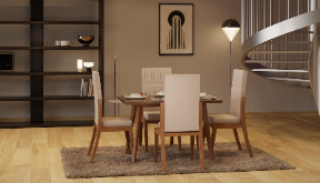 COMEDOR 4 PTOS JERO EVO MADERA NATURAL- CHAMPAN ZULIA MARFIL