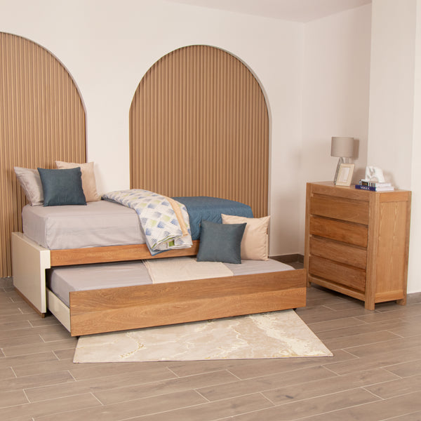 Cama Texas Dúplex 100 x 190 Roble Natural
