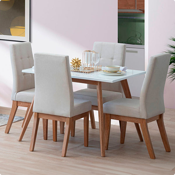 Comedor 4 Puestos Bruno Beige Madera Natural Zulia Marfil