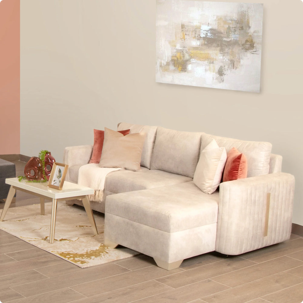 Sala Marfil Evo+ Tela Domi Belgium Lino + Puff