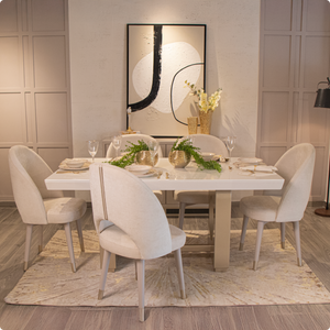 COMEDOR 6 PTOS SOLARIS TELA VERACRUZ MARFIL