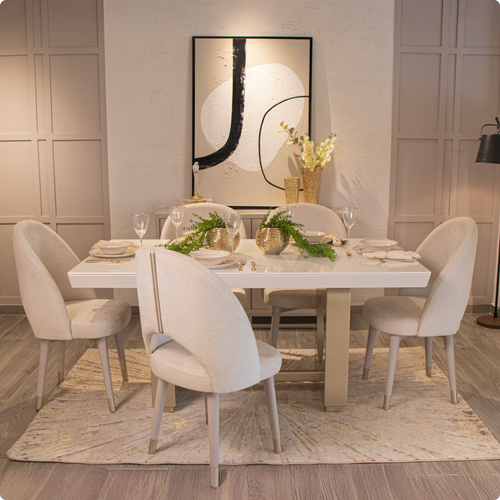 COMEDOR 6 PTOS SOLARIS TELA VERACRUZ MARFIL