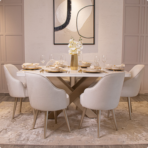 COMEDOR 4 PTOS ATLANTA CASSIO OF WHITE (4 SILLAS FIJAS+2 GIRAT)
