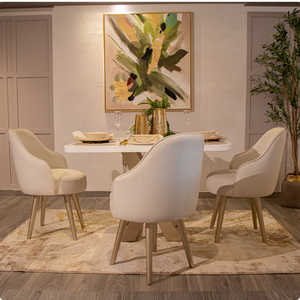 COMEDOR 4 PTOS ATLANTA CASSIO OF WHITE (4 SILLAS FIJAS+2 GIRAT)