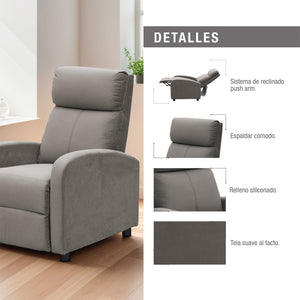 SILLA RECLINABLE DANTE TAUPE ESTATICA PUSH ARM