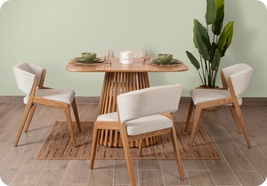 COMEDOR 4 PTOS SUNSET MADERA NATURAL HOUSTON PERLA