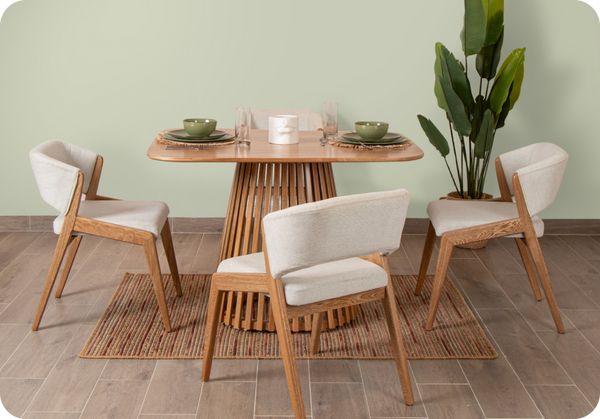 COMEDOR 4 PTOS SUNSET MADERA NATURAL HOUSTON PERLA