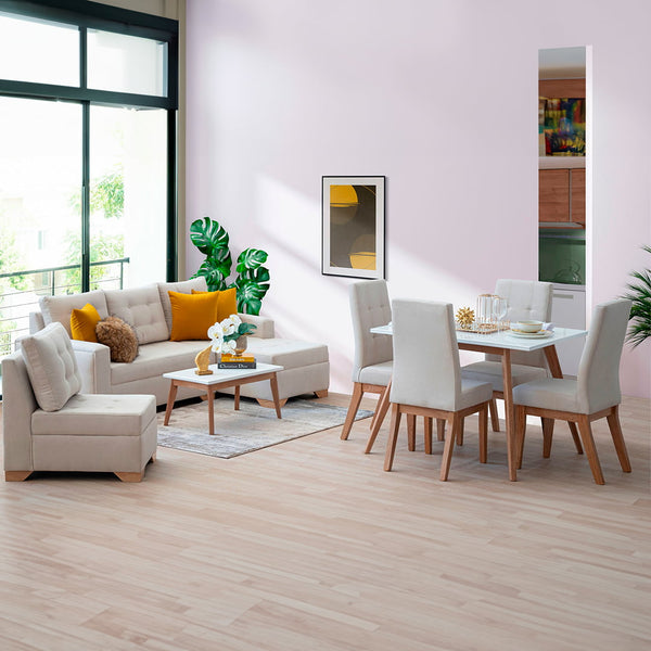 COMBO BRUNO BEIGE | Juego de Sala Comedor