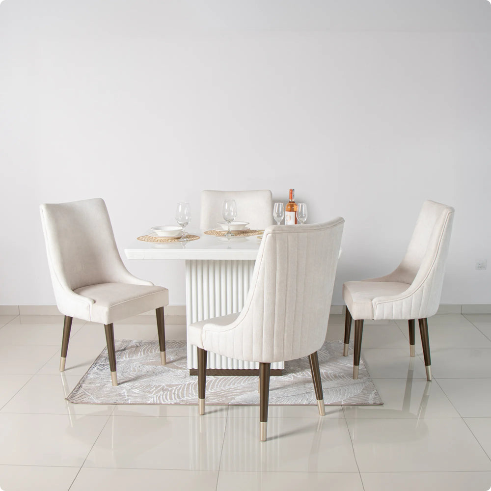 Comedor 4 Puestos Lofty Allice Off White y Kansas Beige