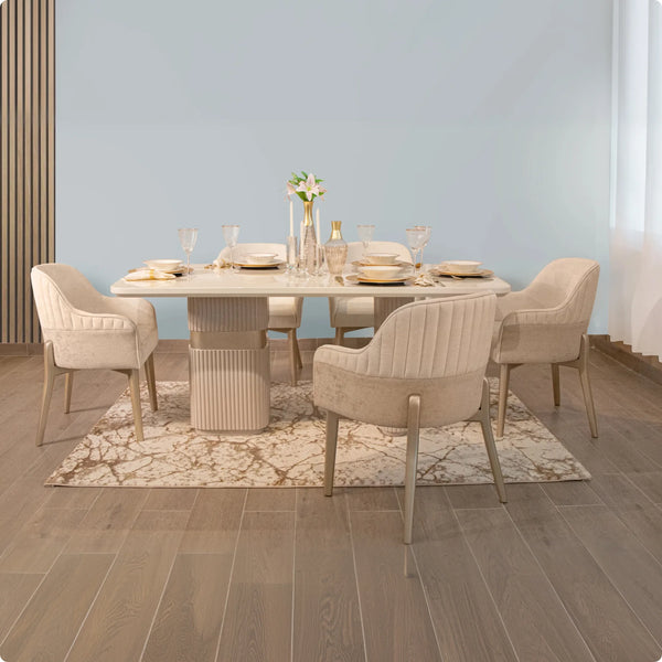 Comedor 6 Puestos Senza Galicia Marfil / G. Crema